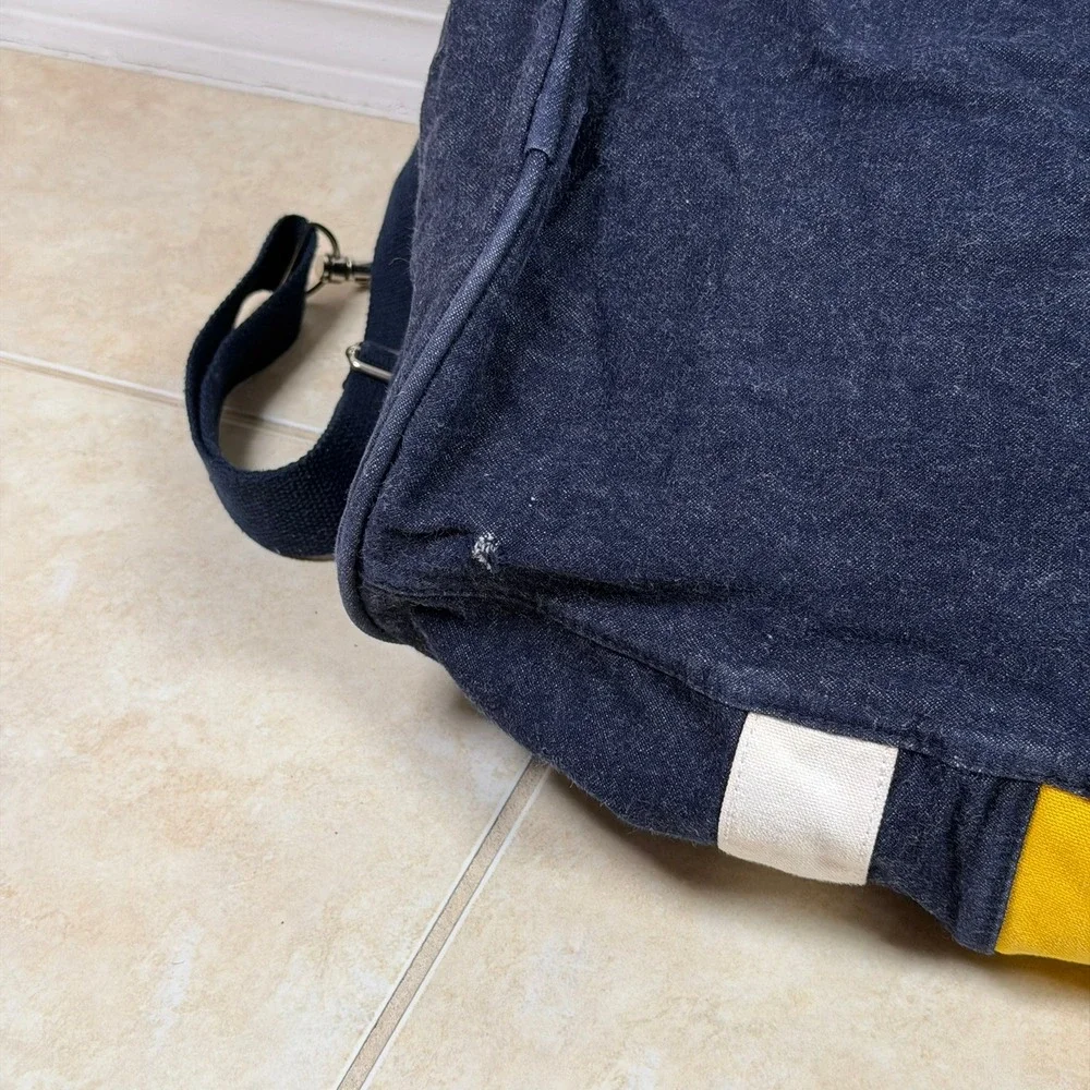 Vintage 1985 Tommy Hilfiger Duffle Bag Large Navy Yellow Denim Travel